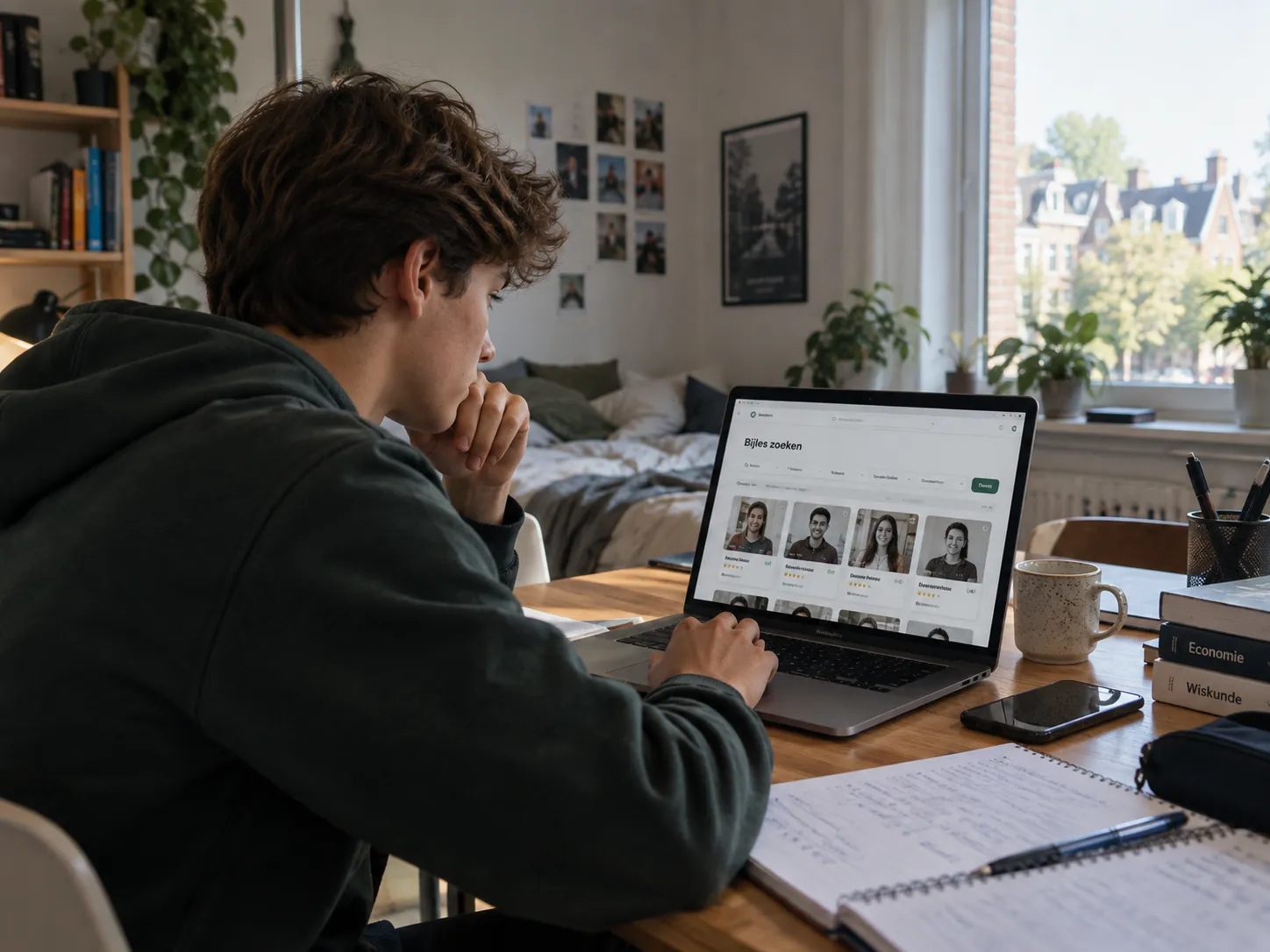 Leerling bekijkt tutorprofielen en vakken op LeerUp